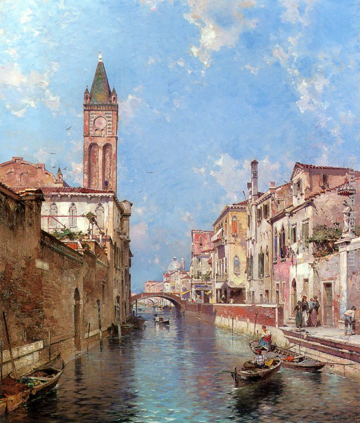Rio St. Barnaba, Venice painting - Franz Richard Unterberger Rio St. Barnaba, Venice art painting